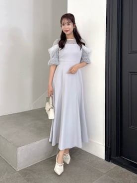「dazzlin（ダズリン）のクロスベルトパンプス（パンプス、ホワイト系）」を使った、yunaさん（レディース・161cm）の夏コーディネート