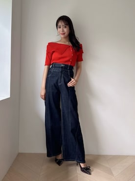 「dazzlin（ダズリン）のポインテッドリボンパンプス（パンプス、ブラック系）」を使った、yunaさん（レディース・161cm）の夏コーディネート