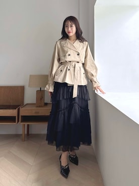 「dazzlin（ダズリン）のクロスベルトパンプス（パンプス、ブラック系）」を使った、yunaさん（レディース・161cm）の夏コーディネート