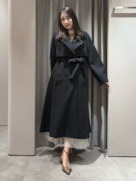 「アイテム（その他アウター、ブラック系）」を使った、yunaさん（レディース・161cm）の秋コーディネート