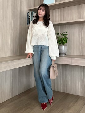 「アイテム（パンプス、レッド系）」を使った、yunaさん（レディース・161cm）の秋コーディネート