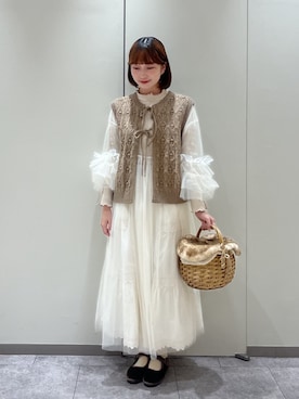 「チュールワンピ」｜あやさん（レディース・159cm）の秋コーディネート
