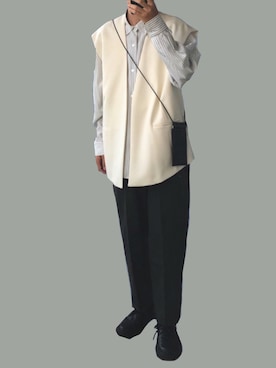 「リドム」｜「アイテム（スラックス）」を使った、てつさん（メンズ・173cm）の夏コーディネート