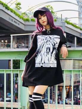 「PLAYERのアイテム（Tシャツ/カットソー、ブラック系）」を使った、PLAYERさん（メンズ）の夏コーディネート