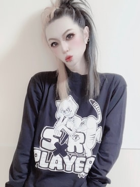 「PLAYERのアイテム（トップス、ブラック系）」を使った、PLAYERさん（メンズ）の春コーディネート