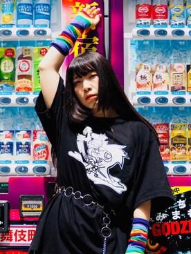 「PLAYERのアイテム（トップス、ブラック系）」を使った、PLAYERさん（メンズ）の夏コーディネート