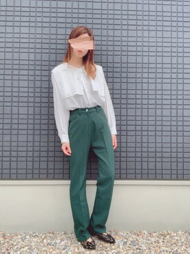 「襟付きトップス」｜「アイテム（スラックス）」を使った、uichan❁⃘*.ﾟさん（レディース・163cm）の秋コーディネート