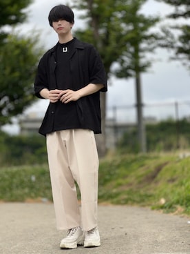 「improves（インプローブス）のアイテム（スラックス）」を使った、yusuke(相互)さん（メンズ・178cm）の夏コーディネート