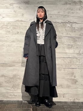 HARE（ハレ）の「バイカラープリーツコート(HARE)（チェスターコート