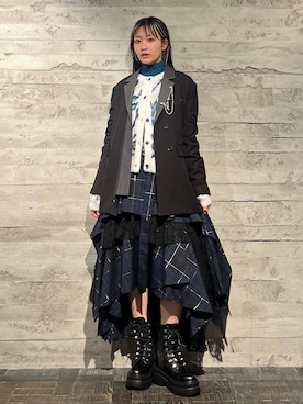 「アイテム（ブローチ/コサージュ）」を使った、sakurarapartyさん（レディース・160cm）の冬コーディネート