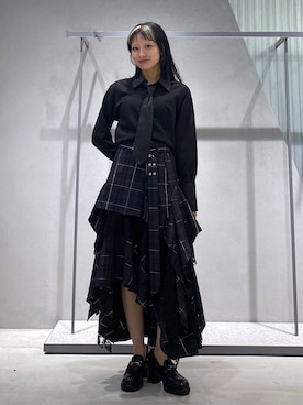「HARE（ハレ）のコンパクトネクタイシャツ(HARE)（シャツ/ブラウス）」を使った、sakurarapartyさん（レディース・160cm）の夏コーディネート