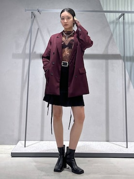 「アイテム（テーラードジャケット、レッド系）」を使った、sakurarapartyさん（レディース・160cm）の夏コーディネート