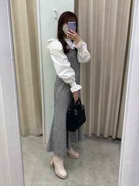 「お呼ばれワンピ」｜mizuki♡さん（レディース・157cm）の冬コーディネート