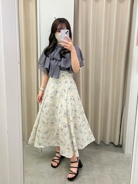 「one after another NICE CLAUP（ワンアフターアナザーナイスクラップ）の2way/ボウタイフレアスリーブブラウス（シャツ/ブラウス）」を使った、mizuki♡さん（レディース・157cm）の夏コーディネート