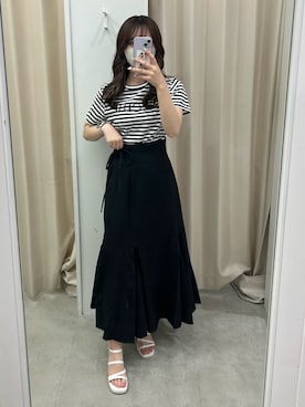 「one after another NICE CLAUP（ワンアフターアナザーナイスクラップ）のアイテム（スカート）」を使った、mizuki♡さん（レディース・157cm）の夏コーディネート