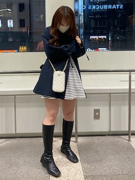 「アイテム（トレンチコート、ブルー系）」を使った、mizuki♡さん（レディース・157cm）の冬コーディネート
