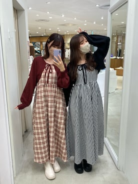 「one after another NICE CLAUP（ワンアフターアナザーナイスクラップ）のアイテム（ワンピース）」を使った、mizuki♡さん（レディース・157cm）の夏コーディネート
