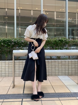 「スリットスカート」｜mizuki♡さん（レディース・157cm）の夏コーディネート