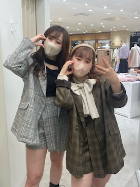 「お揃いコーデ」｜「アイテム（ジャケット/アウター）」を使った、mizuki♡さん（レディース・157cm）の秋コーディネート