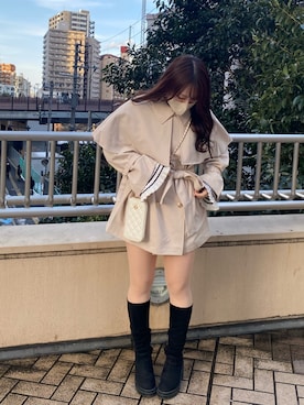 「one after another NICE CLAUP（ワンアフターアナザーナイスクラップ）のアイテム（トレンチコート）」を使った、mizuki♡さん（レディース・157cm）の冬コーディネート
