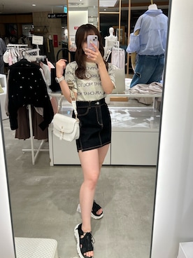 「one after another NICE CLAUP（ワンアフターアナザーナイスクラップ）のアイテム（ニット/セーター）」を使った、mizuki♡さん（レディース・157cm）の夏コーディネート