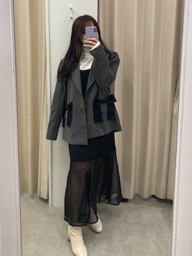 「シアーワンピース」｜「アイテム（ブーツ）」を使った、mizuki♡さん（レディース・157cm）の冬コーディネート