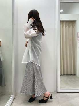 「one after another NICE CLAUP（ワンアフターアナザーナイスクラップ）のストラップ付ミュール（その他シューズ）」を使った、mizuki♡さん（レディース・157cm）の夏コーディネート