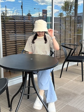 「韓国好きな人と繋がりたい」｜「アイテム（帽子）」を使った、soaさん（レディース・154cm）の夏コーディネート