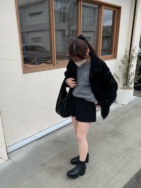 「いいね返し」｜「アイテム（ブルゾン）」を使った、soaさん（レディース・154cm）の冬コーディネート