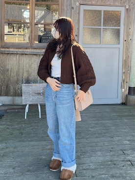 「大学生」｜「アイテム（スリッポン）」を使った、soaさん（レディース・154cm）の冬コーディネート
