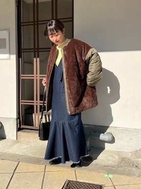 「Thevon（ゼボン）のアイテム（その他アウター）」を使った、M a k oさん（レディース・155cm）の冬コーディネート
