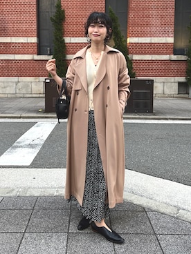 「Chez toi（シェトワ）のアイテム（トレンチコート）」を使った、M a k oさん（レディース・155cm）の冬コーディネート