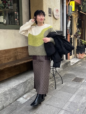 「Chez toi（シェトワ）のアイテム（ダウンジャケット/コート）」を使った、M a k oさん（レディース・155cm）の秋コーディネート