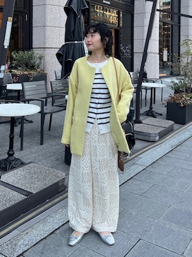「Chez toi（シェトワ）のアイテム（ノーカラージャケット）」を使った、M a k oさん（レディース・155cm）の冬コーディネート