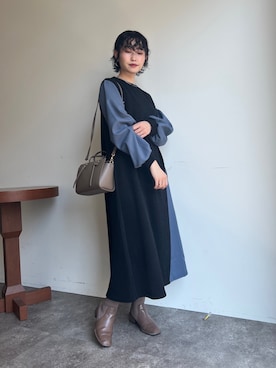 「Chez toi（シェトワ）のアイテム（ブーツ）」を使った、M a k oさん（レディース・155cm）の秋コーディネート