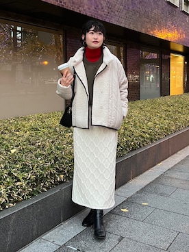「Chez toi（シェトワ）のアイテム（ダウンジャケット/コート）」を使った、M a k oさん（レディース・155cm）の冬コーディネート