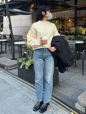 「Chez toi（シェトワ）のアイテム（ダウンジャケット/コート）」を使った、M a k oさん（レディース・155cm）の冬コーディネート