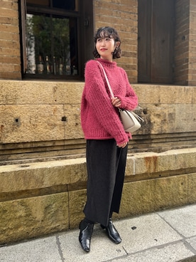 「Chez toi（シェトワ）のアイテム（ブーツ）」を使った、M a k oさん（レディース・155cm）の秋コーディネート