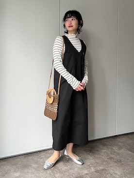 「Chez toi（シェトワ）のアイテム（ジャンパースカート）」を使った、M a k oさん（レディース・155cm）の冬コーディネート