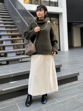 「Chez toi（シェトワ）のアイテム（ブーツ）」を使った、M a k oさん（レディース・155cm）の秋コーディネート