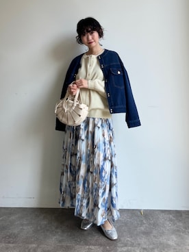 「ほめられ本命コーデ」｜「アイテム（デニムジャケット）」を使った、M a k oさん（レディース・155cm）の冬コーディネート