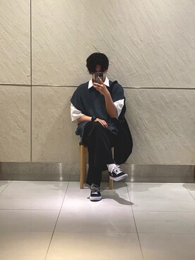 「ニットベスト」｜「アイテム（セットアップ）」を使った、TOKIOさん（メンズ・177cm）の秋コーディネート