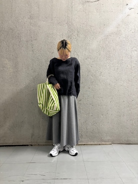 「URBAN RESEARCH DOORS（アーバンリサーチドアーズ）のリネンフロントギャザープルオーバー（シャツ/ブラウス、ブルー系）」を使った、manamiさん（レディース・146cm）の春コーディネート