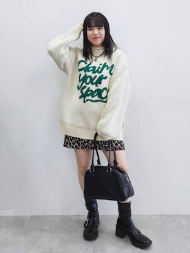 「アイテム（ボストンバッグ）」を使った、いっしぃさん（レディース・154cm）の秋コーディネート