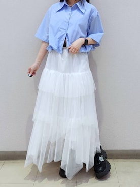 「PAGEBOY（ページボーイ）のプラットチャンキースニーカー（スニーカー、ブラック系）」を使った、いっしぃさん（レディース・154cm）の夏コーディネート
