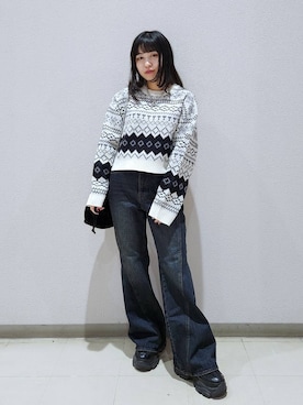 「PAGEBOY（ページボーイ）のアイテム（デニムパンツ）」を使った、いっしぃさん（レディース・154cm）の冬コーディネート