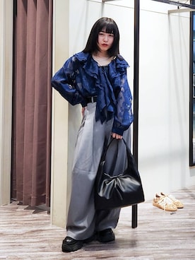 「PAGEBOY（ページボーイ）のプラットチャンキースニーカー（スニーカー、ブラック系）」を使った、いっしぃさん（レディース・154cm）の春コーディネート