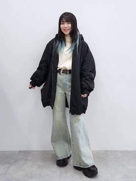 「PAGEBOY（ページボーイ）のモンスターパーカーコート【フード取り外し可能・軽量】（ブルゾン）」を使った、いっしぃさん（レディース・154cm）の秋コーディネート