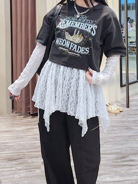 「PAGEBOY（ページボーイ）のプラットチャンキースニーカー（スニーカー、ブラック系）」を使った、いっしぃさん（レディース・154cm）の春コーディネート