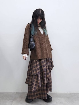 「PAGEBOY（ページボーイ）のアイテム（スカート）」を使った、いっしぃさん（レディース・154cm）の秋コーディネート